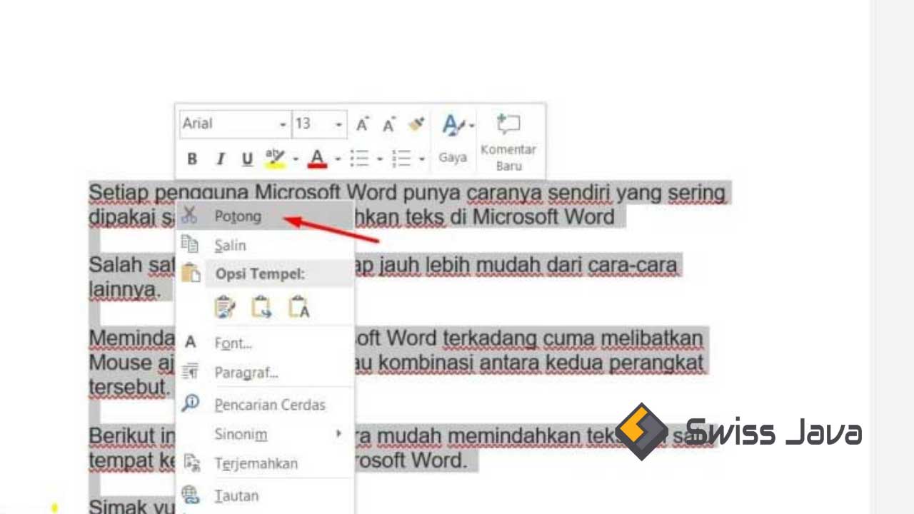 Cara Memindahkan Teks Microsoft Word dengan Mudah